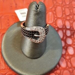 Black Thai Spinal & White Sapphires Buckle Ring
